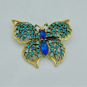 Blue and Teal Butterfly Brooch